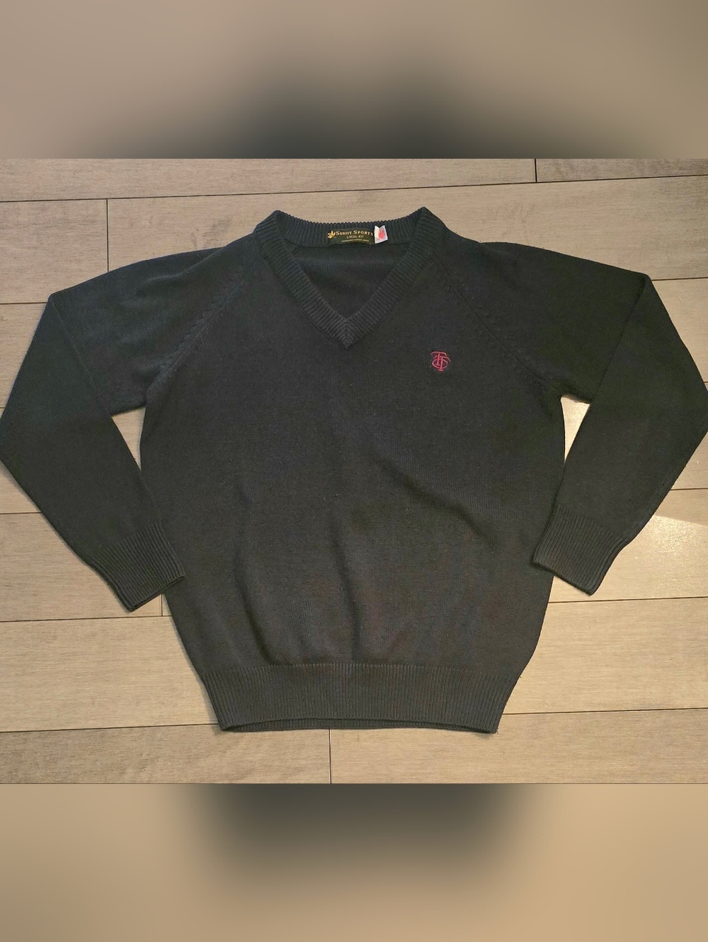 TTC VINTAGE Classic V-Neck Men's Sweater By SUNNY SPORTS NAVY SIZE MEDIUM